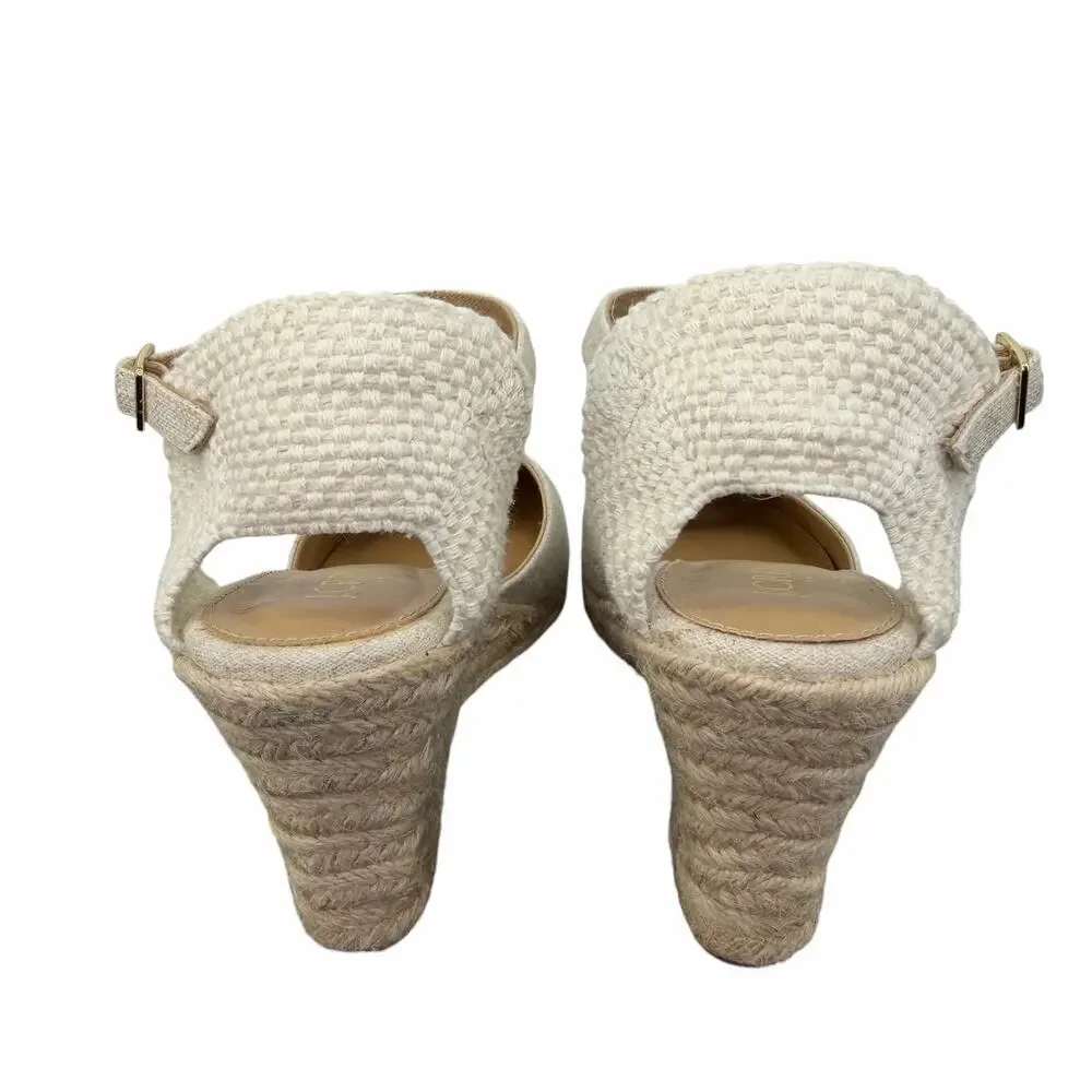 J. Crew NEW Ankle-Strap Espadrille Wedges Heels Shoes Ivory Cream Size 8 $128